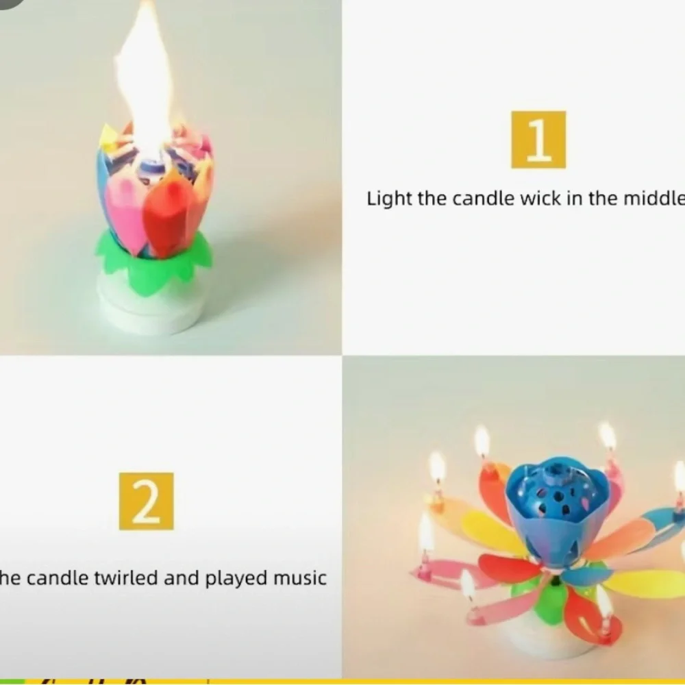 💙❤️ Birthday Candles Children’s Creative Rotating Flower Singing